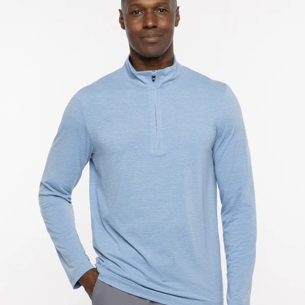 NWT Travis Mathew HAVASU 2.0 golf polo 1/4-zip pullover travismathew NEW lt blue